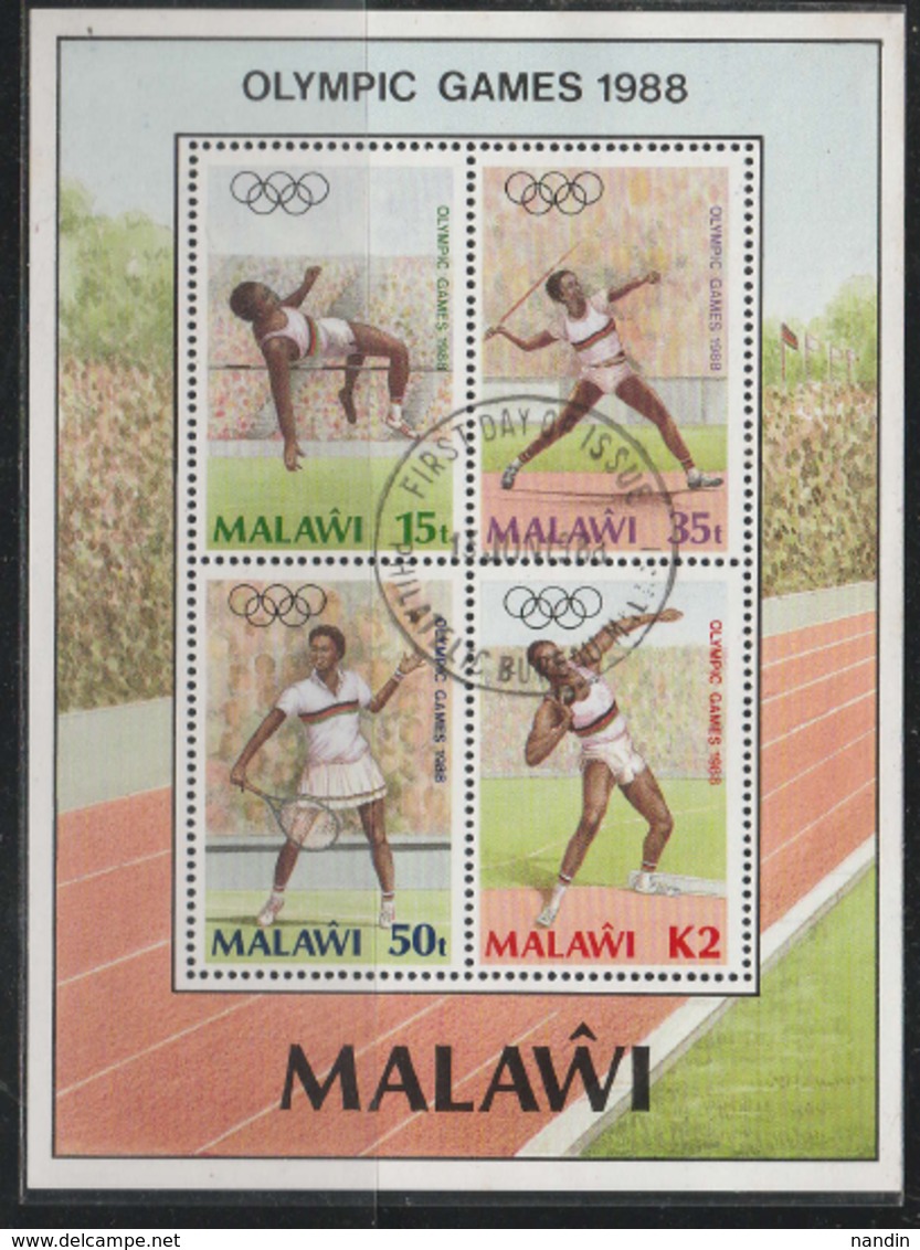 1988 SEOUL OLYMPIC MINI SHEET FROM MALAWI/SPORTS(1ST DAY CANCELLED) - Ete 1988: Séoul