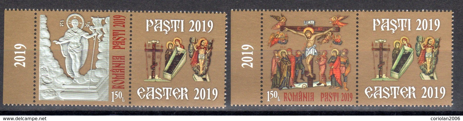 Romania 2019 / The Holy Easter / Set 2 Stamps With Labels - Unused Stamps