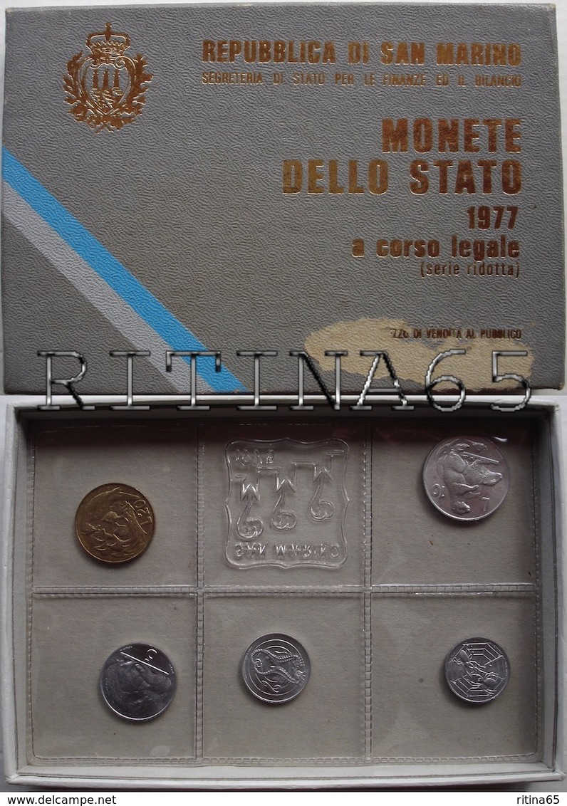 SAN MARINO DIVISIONALE ANNO 1977 RIDOTTA 5 VALORI FDC SET ZECCA - San Marino