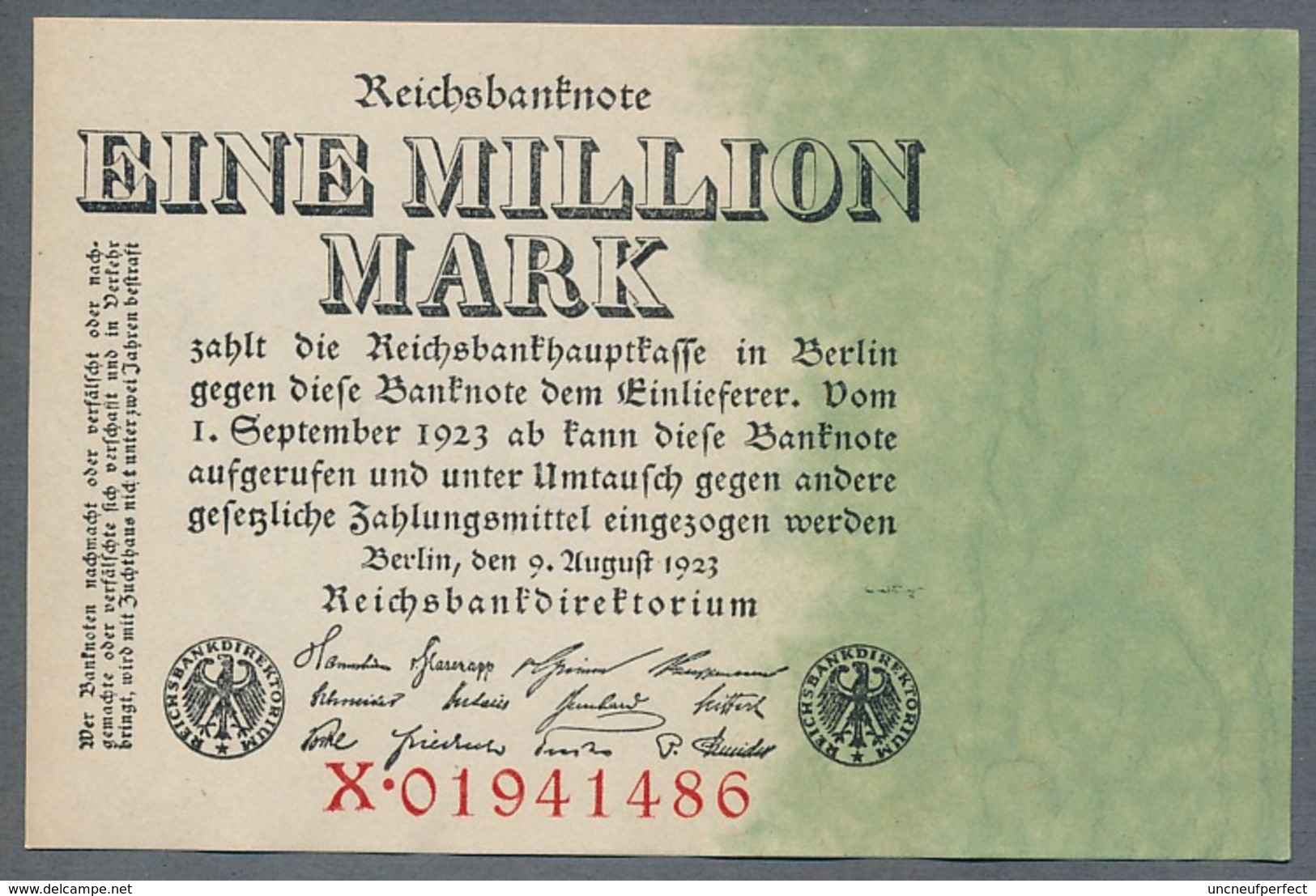 P101 Ro100 DEU-113. 1 Million Mark 1923 NEUF - 1 Miljoen Mark