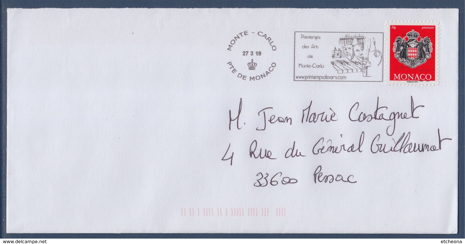 = Flamme Office Principauté De Monaco Printemps Des Arts De  Monte-Carlo 27 3 19 - Poststempel