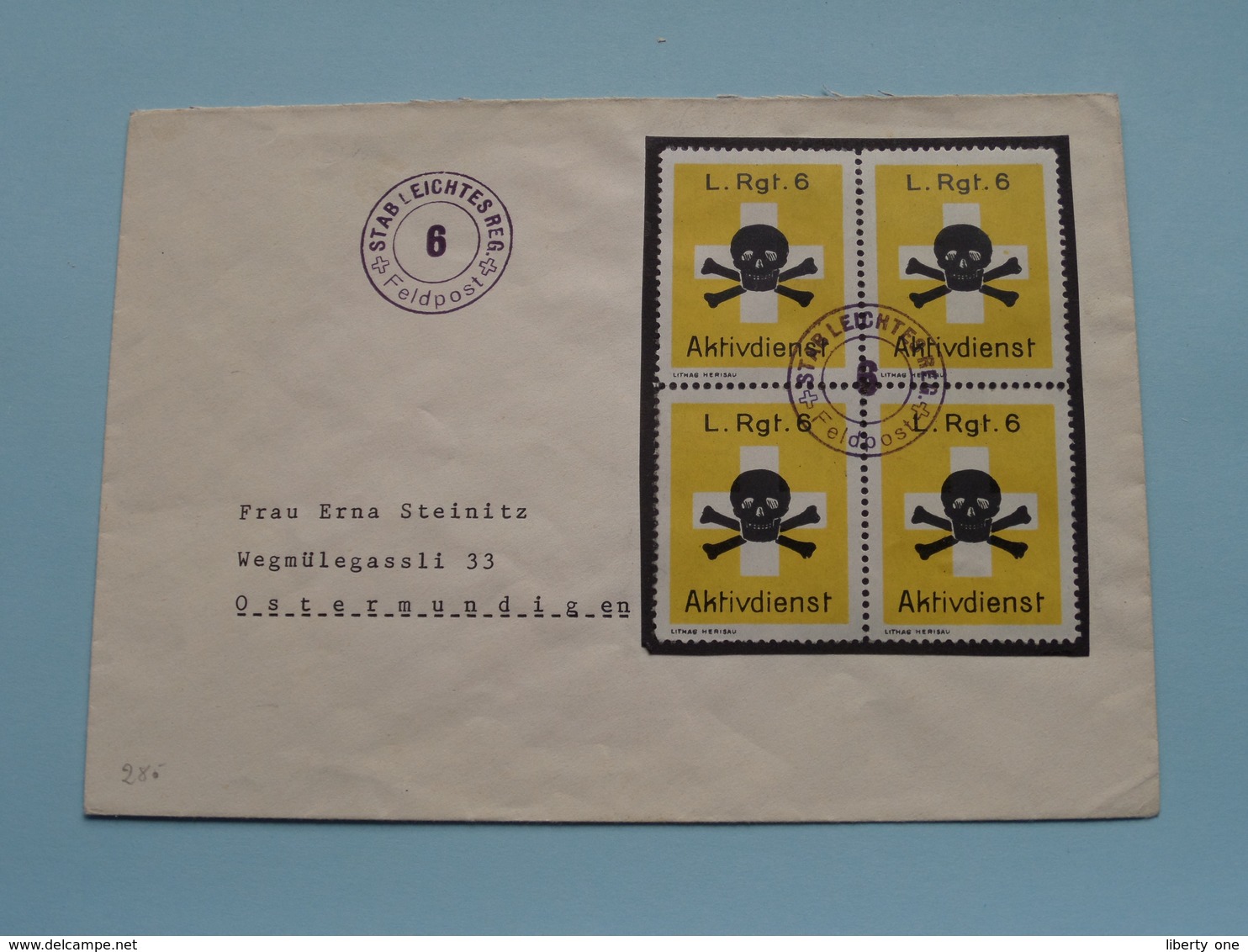 STAB LEICHTES REG. 6 > Zie / Voir / See PHOTO > Stamp FELDPOST / Adres > Ostermundigen ( Zie Foto's Voor Details ) ! - Militaria