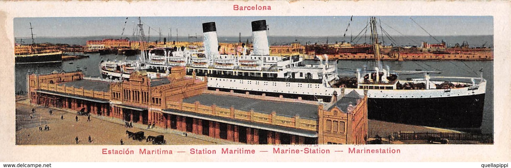 09134 "SEGNALIBRO - BARCELLONA - STATION MATITIME - MINICARTOLINA - EX LIBRIS 1930" ANIMATA, NAVE. ORIG - Segnalibri