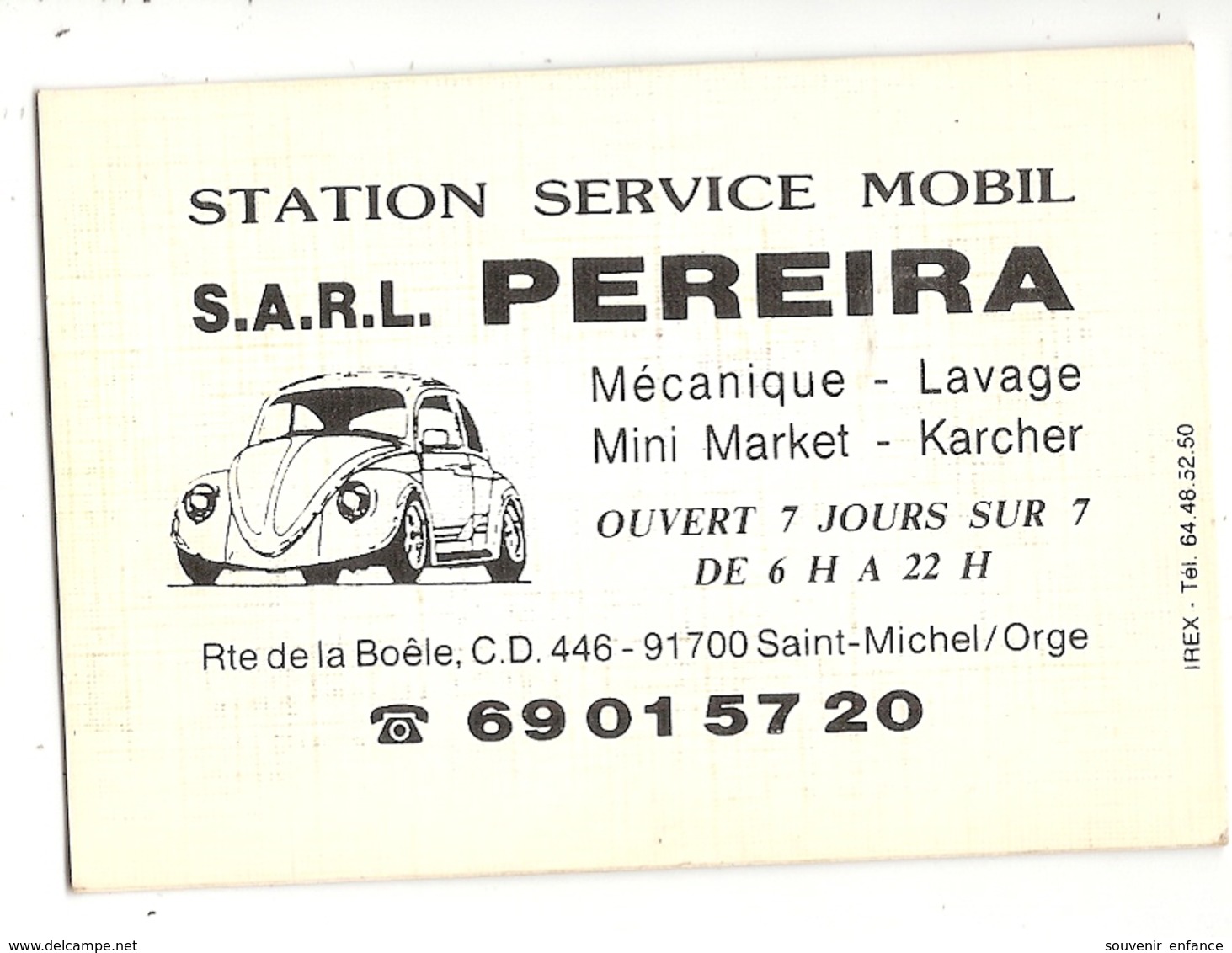 Petit Calendrier 1990 Station Service Mobil Pereira Route De La Boêle Saint Michel Sur Orge St VW Volkswagen - Petit Format : 1981-90