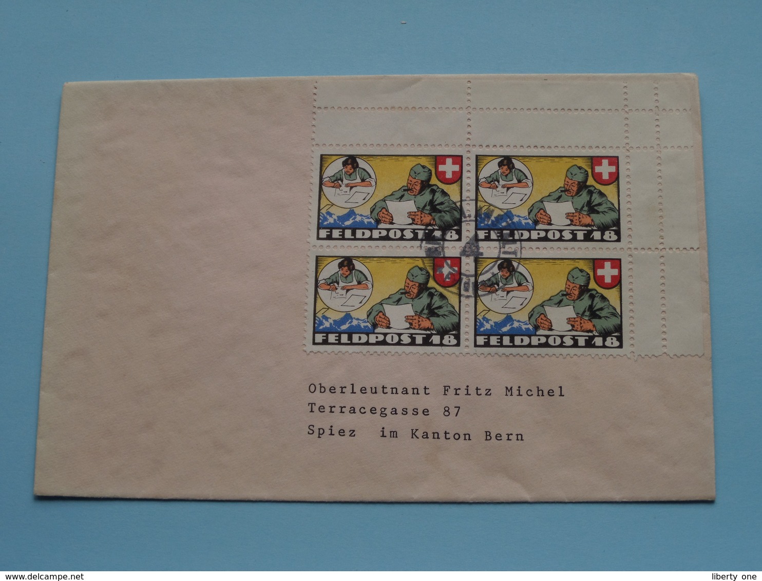 > Zie / Voir / See PHOTO > Stamp FELDPOST > Adres > Oberleutnant FRITZ Michel > Spiez Bern ( Zie Foto's Voor Details ) ! - Militaria