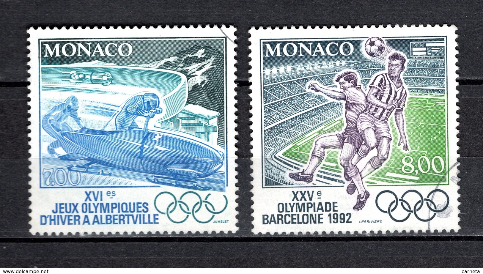 MONACO N° 1811 + 1812  OBLITERES  COTE 4.70€  JEUX OLYMPIQUES  FOOTBALL - Usados