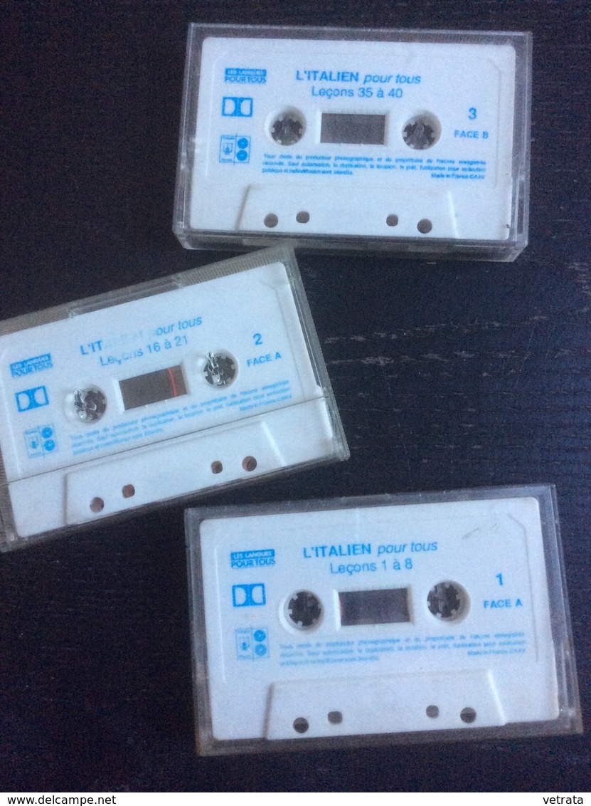 L' Italien Pour Tous 3 Cassettes Audio (leçon 1 à 40) Années 80 (sans Les Fascicules) - Taalcursussen