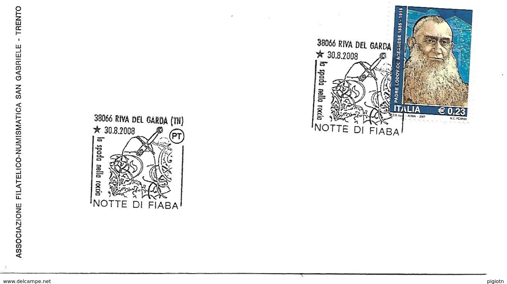 SG0825 - MARCOFILIA - ANNULLO RIVA DEL GARDA - NOTTE DI FIABA - 30.8.2008 - 1991-00: Storia Postale