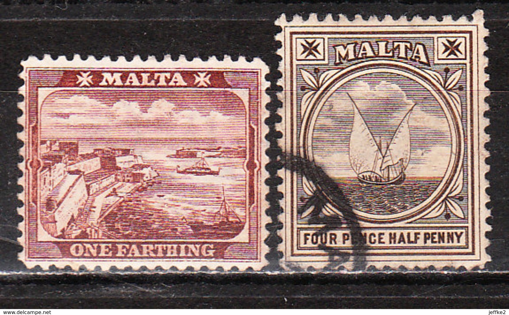 12/13  Port De La Valette Et Bateau De Pêcje - Bonnes Valeurs - Oblit. - LOOK!!!! - Malte (...-1964)