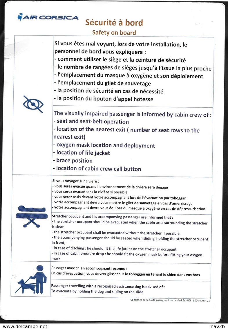 AIR CORSICA . - Fichas De Seguridad