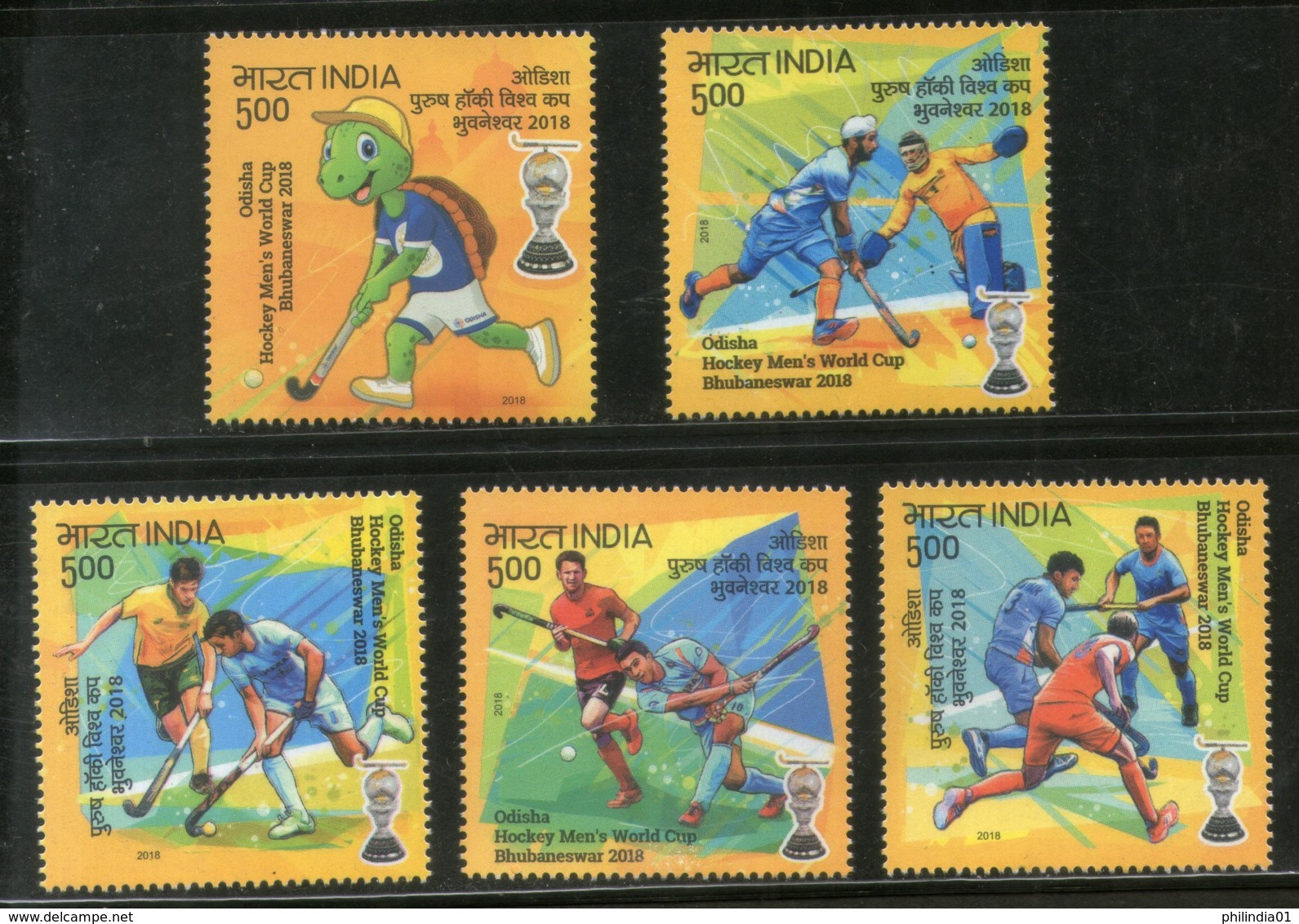 India 2018 Odisha Men�s Hockey World Cup Turtle Sports Sikhism Set Of 5v MNH - Unused Stamps