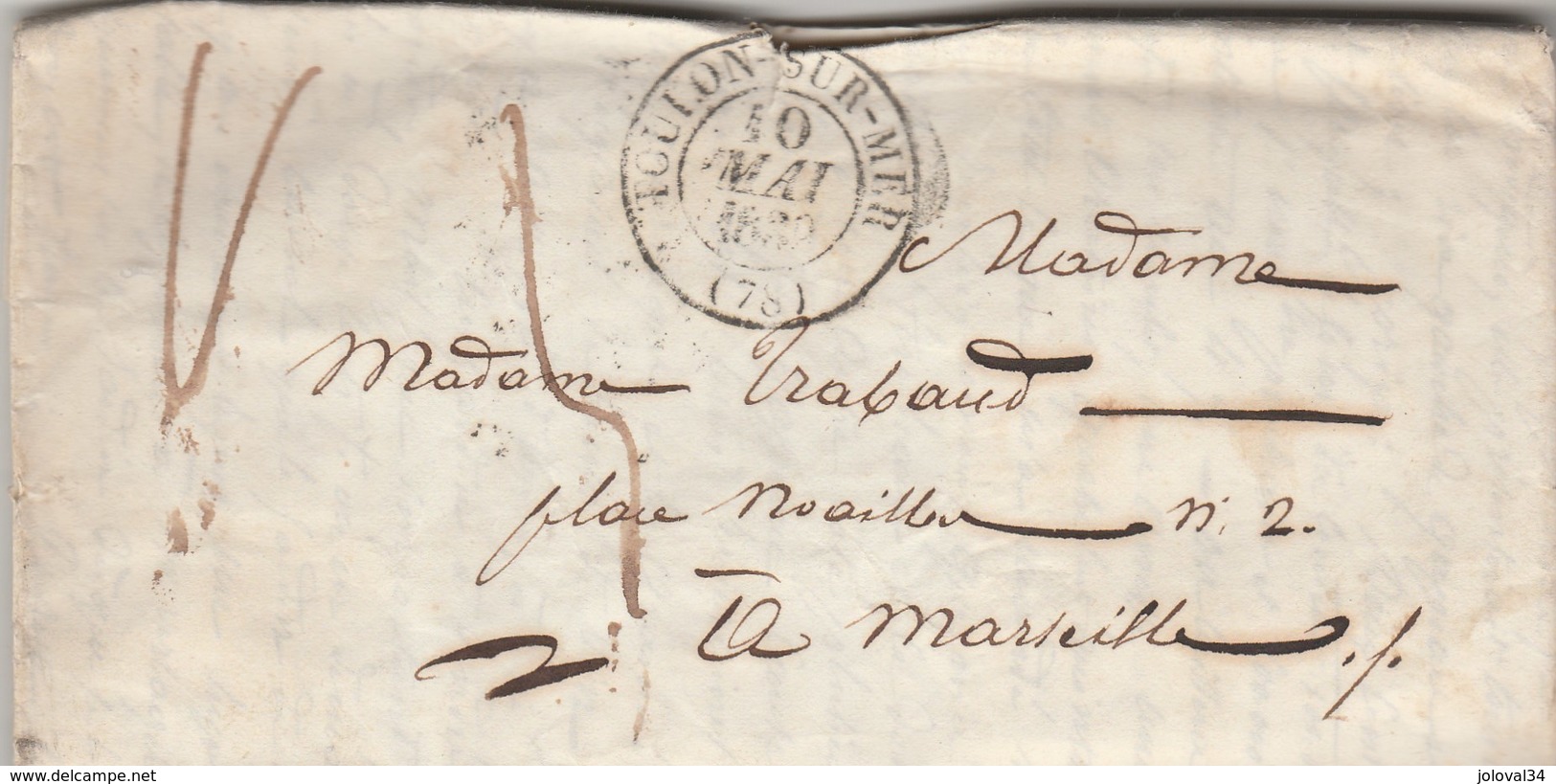 Lettre TOULON Sur Mer Var 10/5/1839 Taxe Manuscrite à Marseille Avec 2 Lettres Jointes Voir Description Hyères - 1801-1848: Precursors XIX