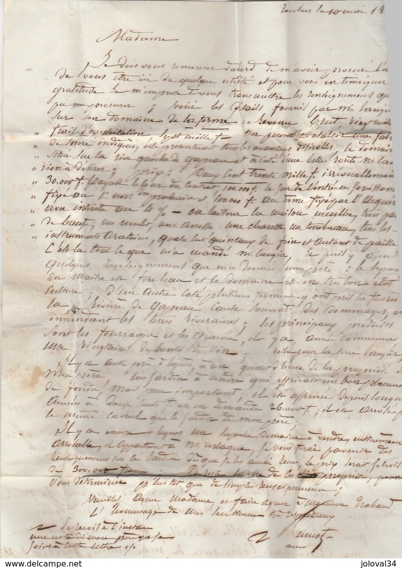 Lettre TOULON Sur Mer Var 10/5/1839 Taxe Manuscrite à Marseille Avec 2 Lettres Jointes Voir Description Hyères - 1801-1848: Precursors XIX