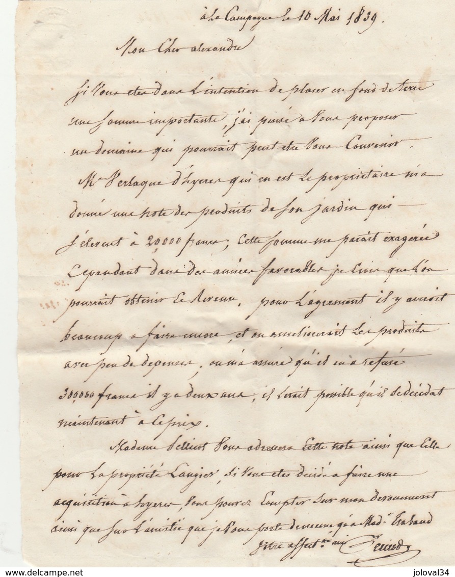 Lettre TOULON Sur Mer Var 10/5/1839 Taxe Manuscrite à Marseille Avec 2 Lettres Jointes Voir Description Hyères - 1801-1848: Precursori XIX