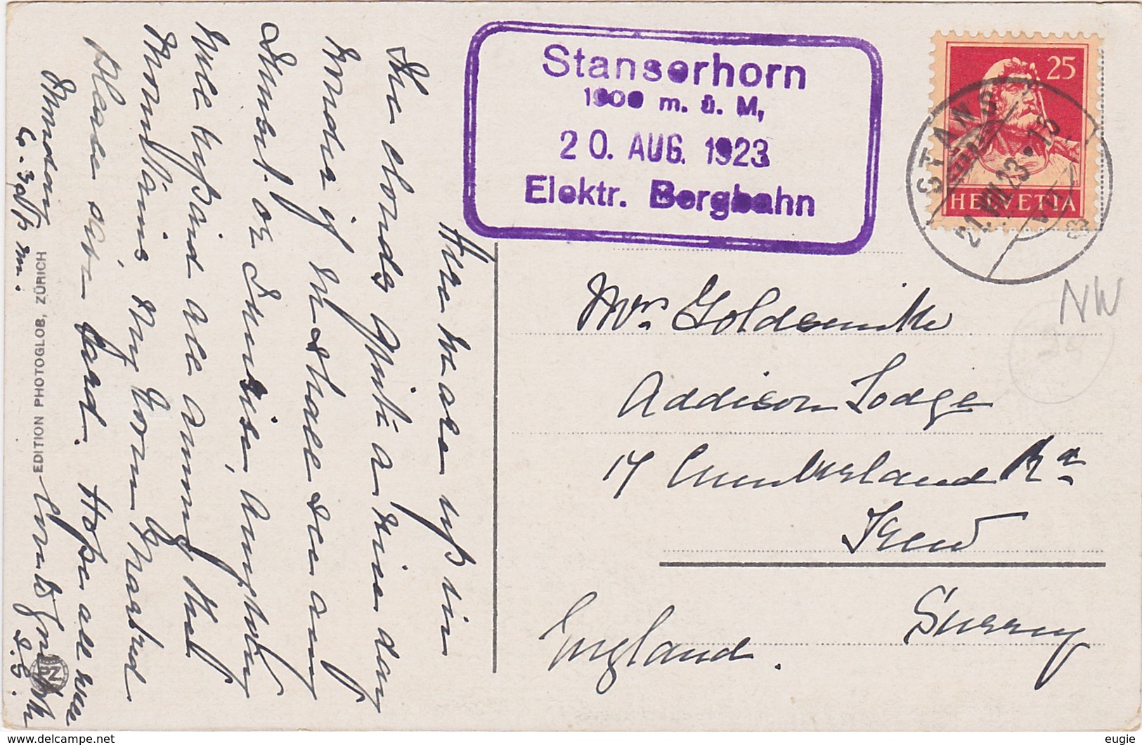 637/ Stanserhorn, Hotel Mit Terrasse, 1923 - Stans