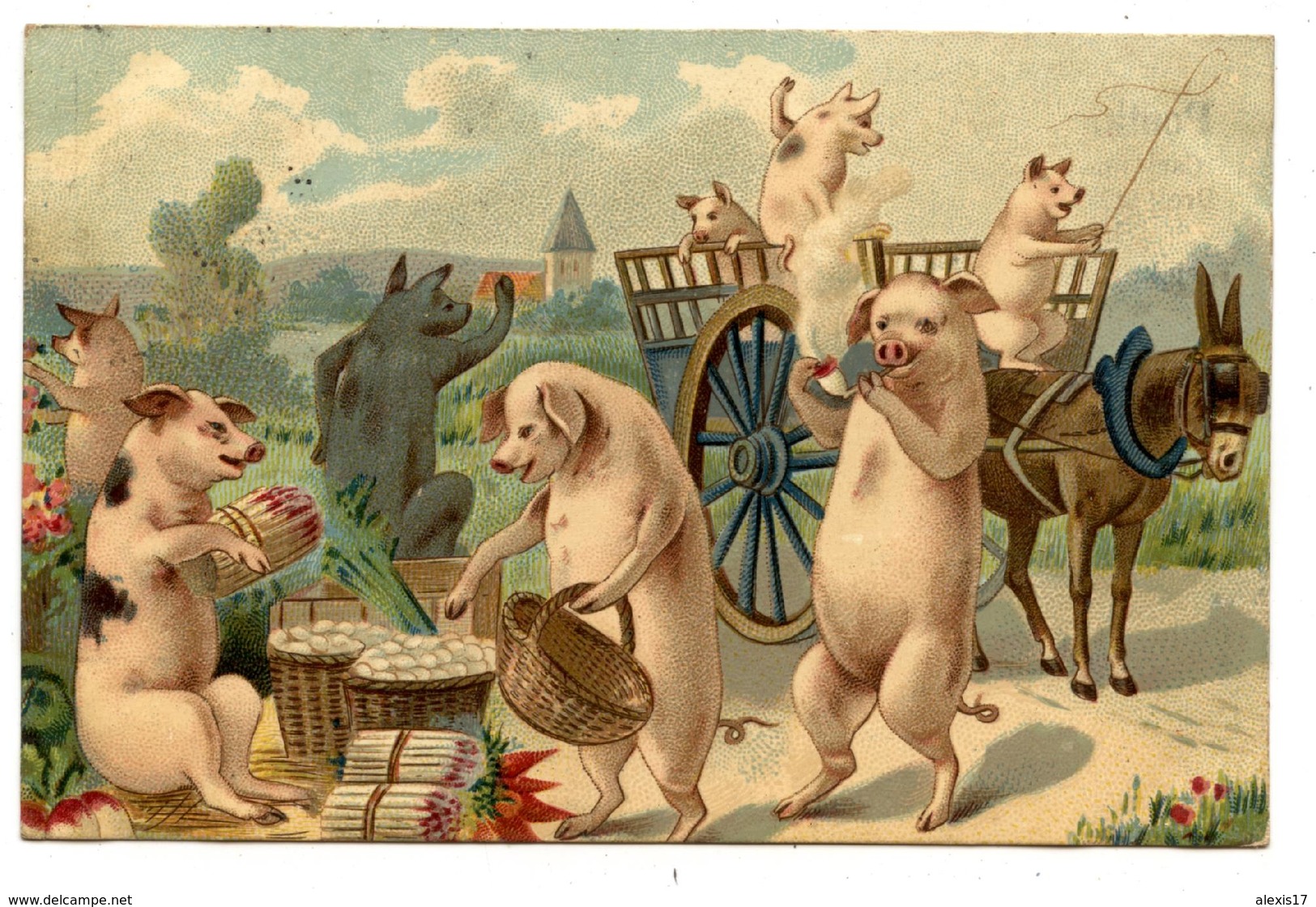Cochons Humanisés Jour De Marché.cochon.                            . E.12 - Cochons