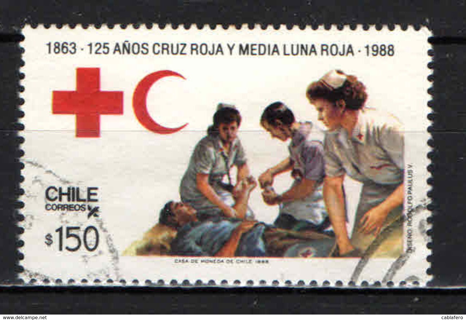 CILE - 1988 - CROCE ROSSA E MEZZALUNA ROSSA - 125° ANNIVERSARIO - USATO - Cile