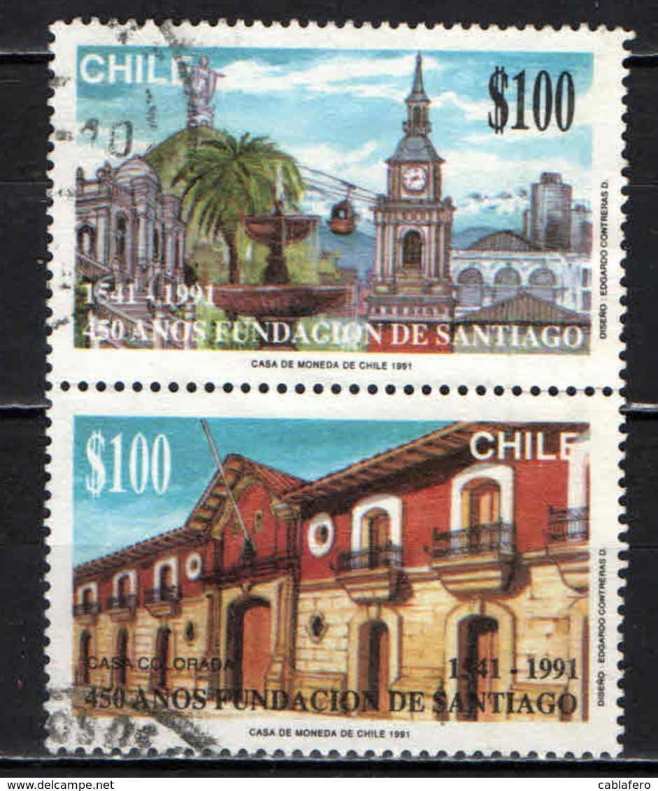 CILE - 1991 - SANTIAGO DEL CILE - 450° ANNIVERSARIO DELLA FONDAZIONE - USATI - Cile