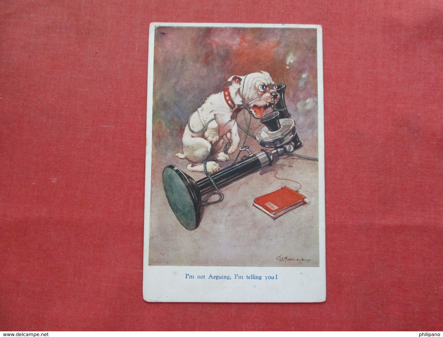 Signed Artist  Dog On Telephone I'm Not Arguing I'm Telling You   Ref 3248 - Chiens