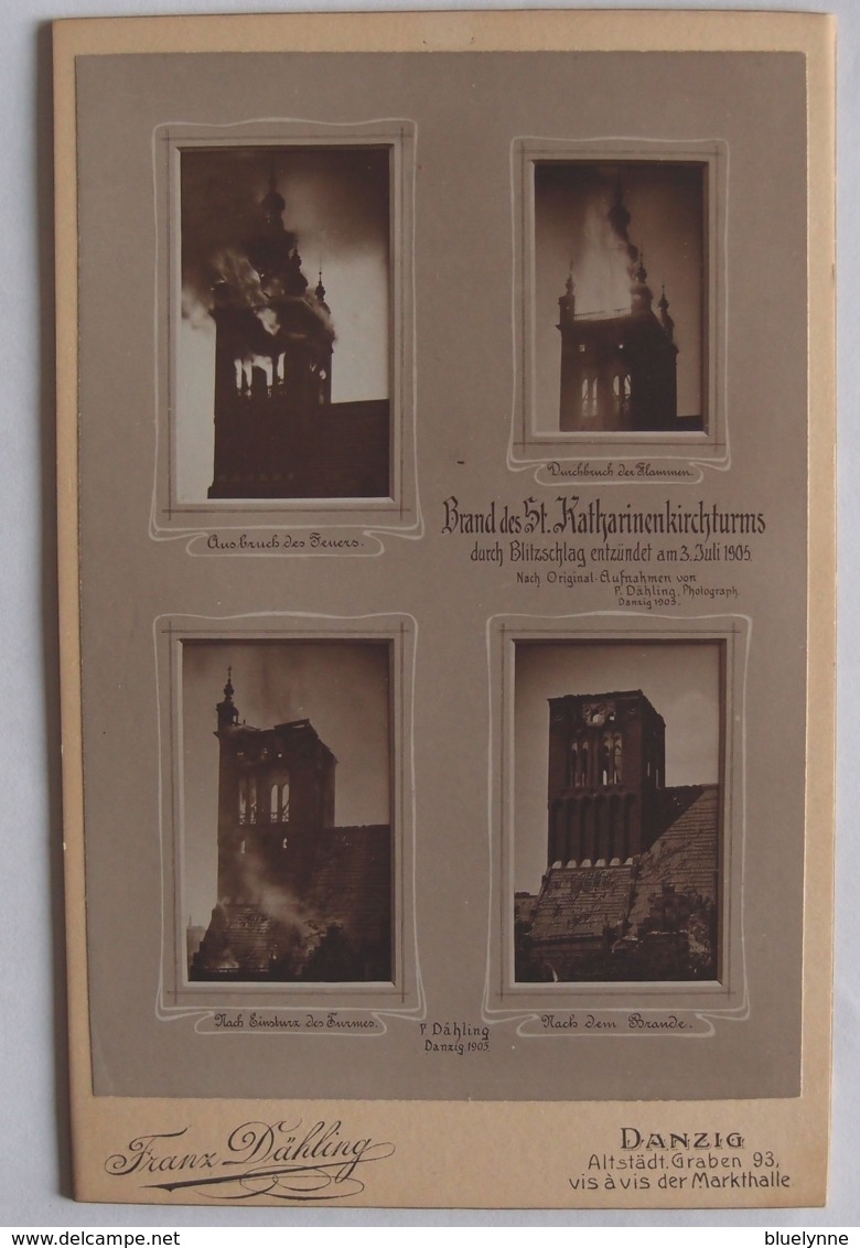 Danzig/Gdansk Foto Brand St. Katharinenkirchturm 1905 - Danzig