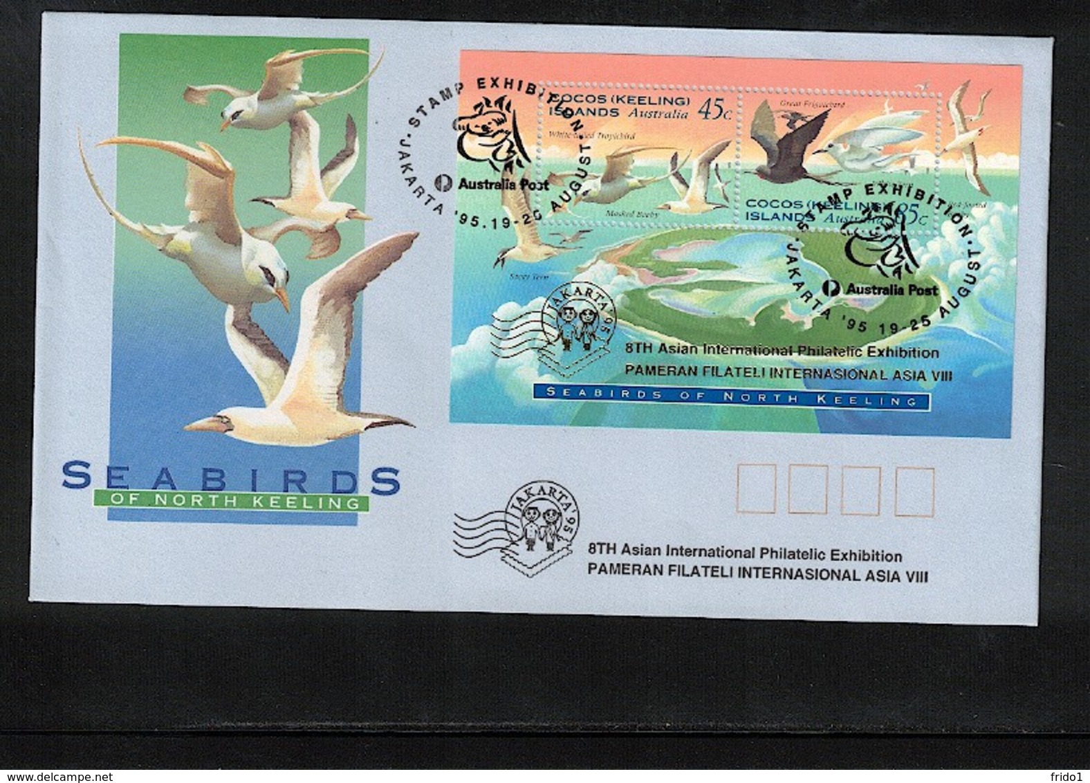 Cocos ( Keeling) Islands 1995 Sea Birds Block - Philatelic Exibition Jakarta 95  FDC - Cocos (Keeling) Islands