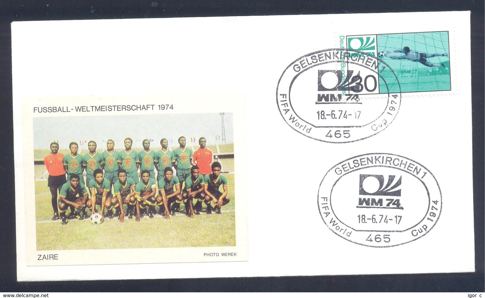 Germany 1974 Cover: Football Fussball Soccer Calcio Futbol: FIFA World Cup; Zaire Team Label - 1974 – West Germany