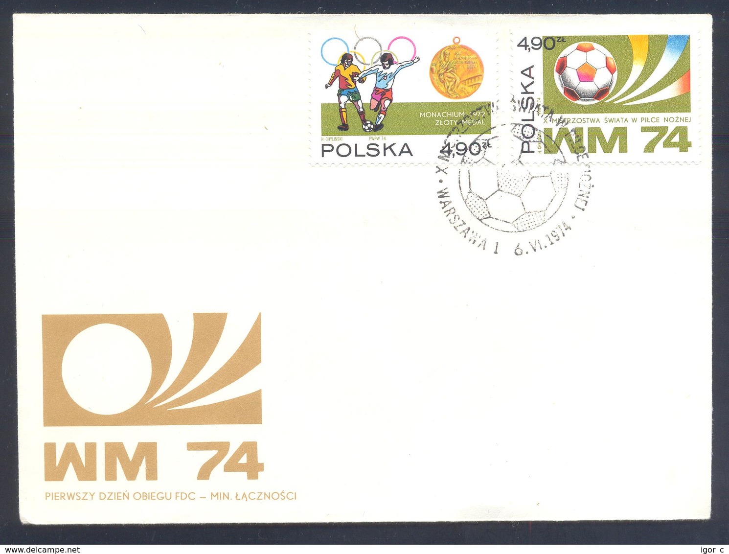 Poland 1974 Cover: Football Fussball Soccer Calcio Futbol: FIFA World Cup; - 1974 – Westdeutschland