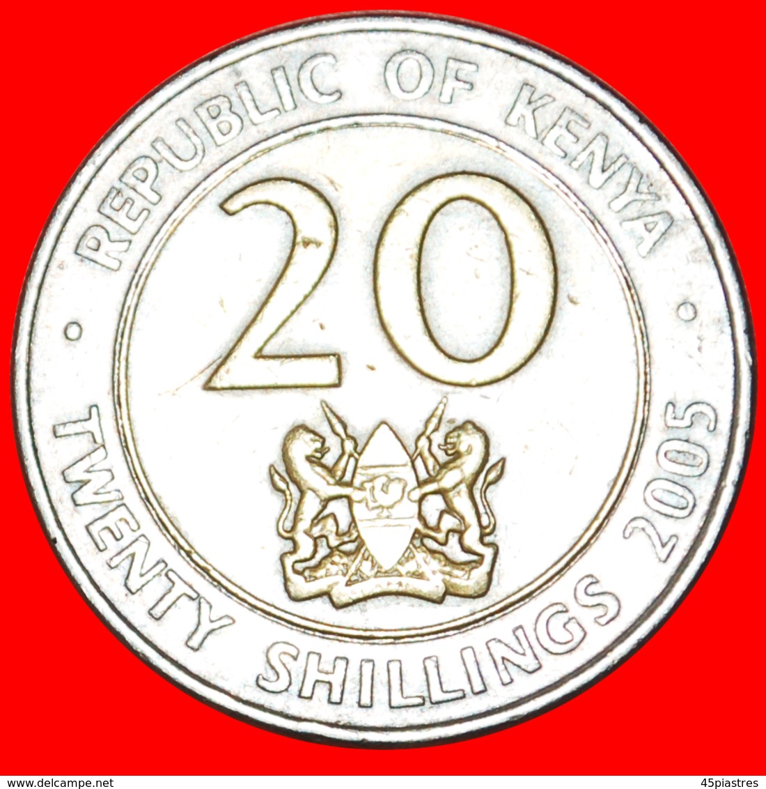 # COCK AND LIONS (2005-2009): KENYA ★ 20 SHILLINGS 2005! LOW START ★ NO RESERVE! Mzee Jomo Kenyatta (1964-1978) - Kenya