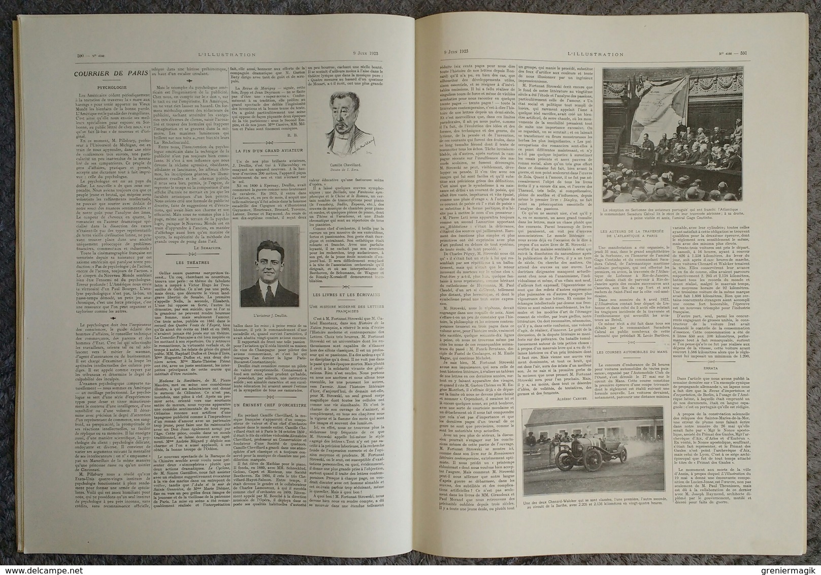 L'Illustration 4188 9 juin 1923 Chine mariage de l'empereur Suen-Tong/Strasbourg/Memorial day Suresnes/24H du Mans/