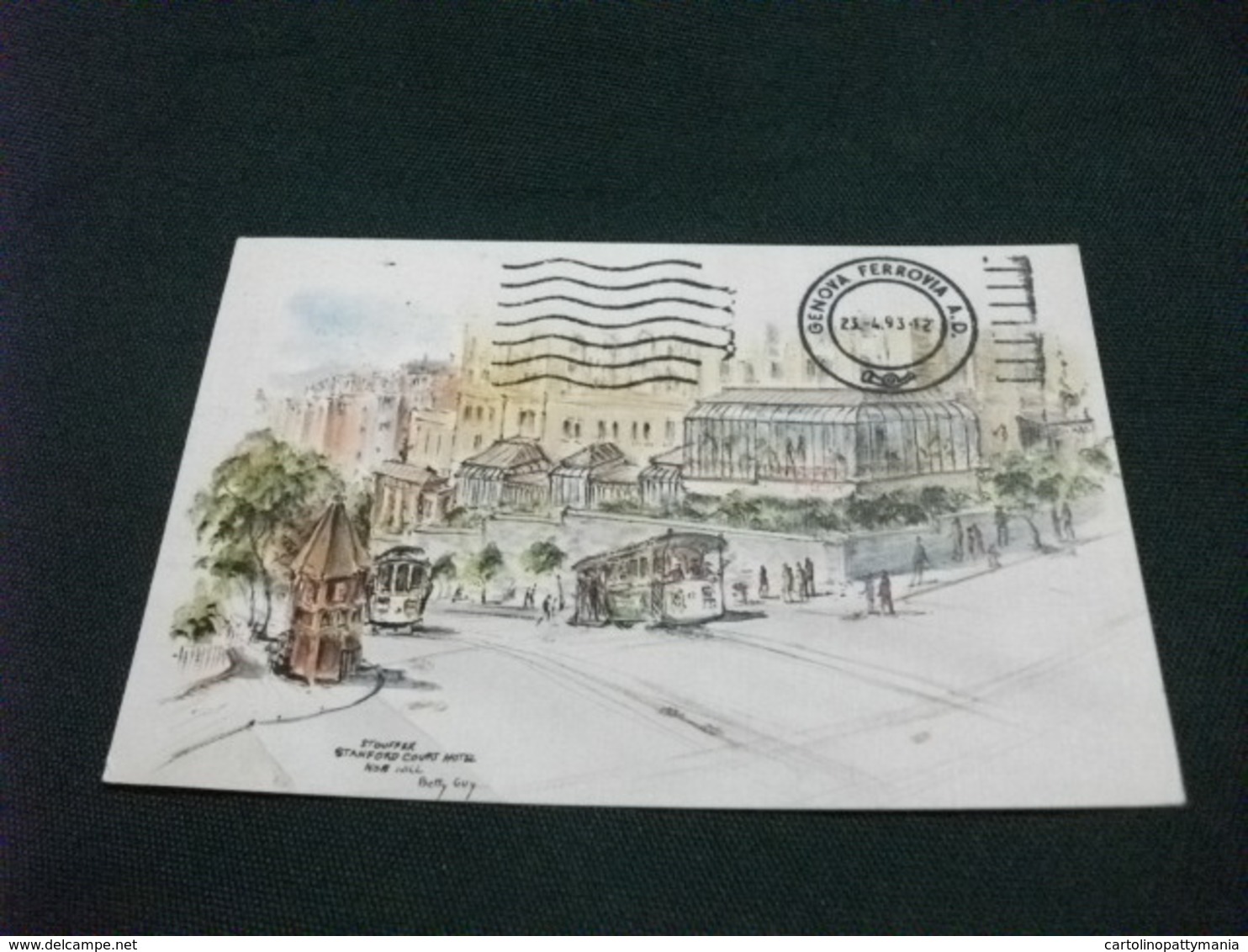 STORIA POSTALE FRANCOBOLLO U.S.A. STOUFFER STANFORD COURT HOTEL NOB HILL SAN FRANCISCO CALIFORNIA ILLUSTRATORE BETTY GUY - Alberghi & Ristoranti