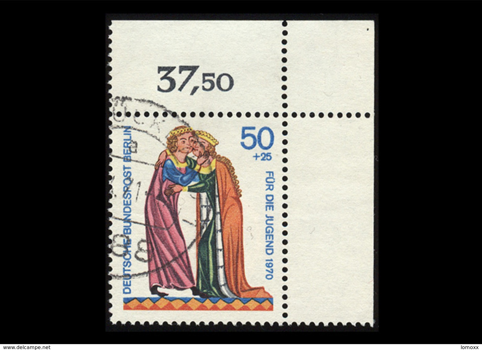 Berlin 1970, Michel-Nr. 357, Jugend 1970, Minnesänger, 50 Pf., Eckrand Rechts Oben, Gestempelt - Gebraucht