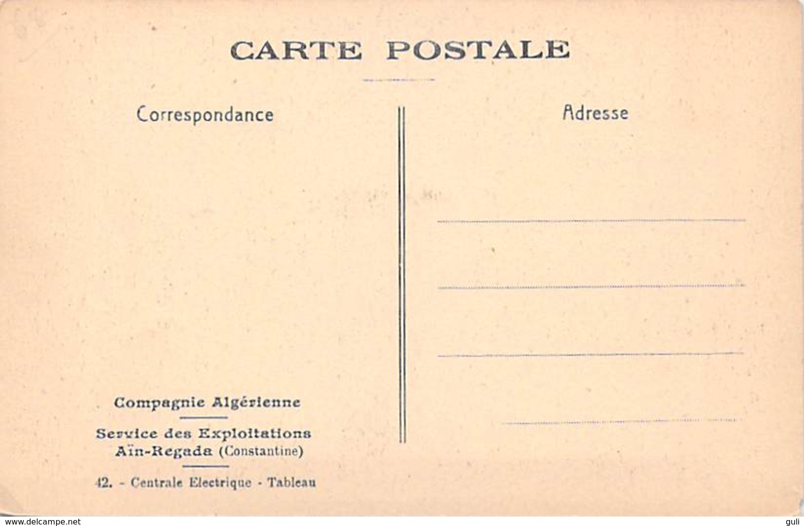 Afrique Algérie-Service Des Exploitations AÏN REGADA Compagnie Algérienne Centrale électrique Tableau (wilaya Guelma ) - Guelma