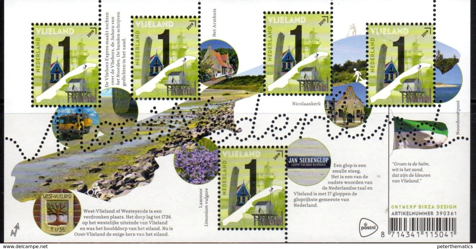 NETHERLANDS, 2019, MNH, BEAUTIFUL NETHERLANDS, VLIELAND, LIGHTHOUSES, HOUSES, SHEETLET - Geography