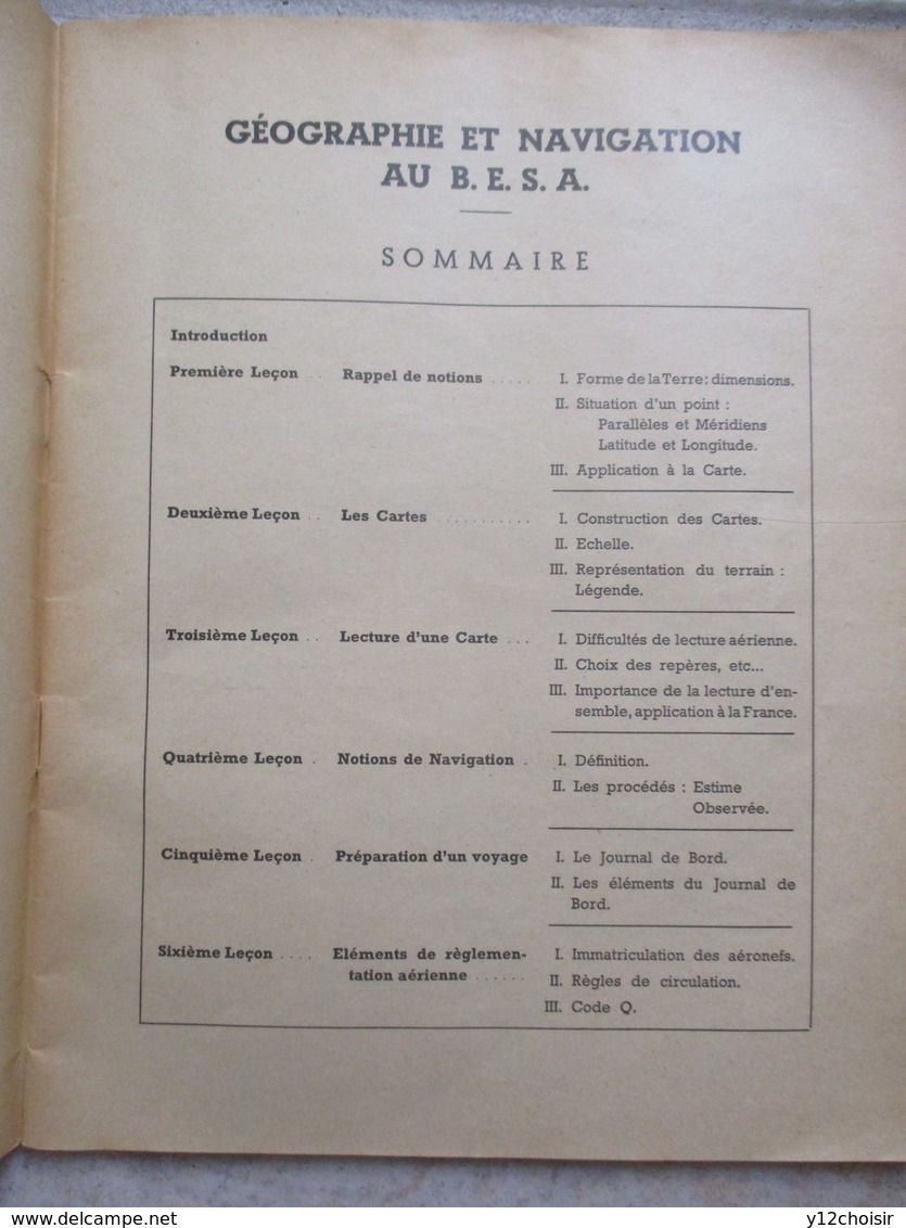 FASCICULE 1950 AVIATION CIVILE COMMERCIALE GEOGRAPHIE & NAVIGATION AU B.E.S.A. AERONAUTIQUE MARRAKECH AVORD IMP. ROANNE - Autres & Non Classés