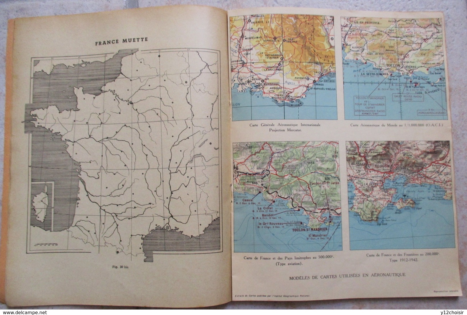 FASCICULE 1950 AVIATION CIVILE COMMERCIALE GEOGRAPHIE & NAVIGATION AU B.E.S.A. AERONAUTIQUE MARRAKECH AVORD IMP. ROANNE