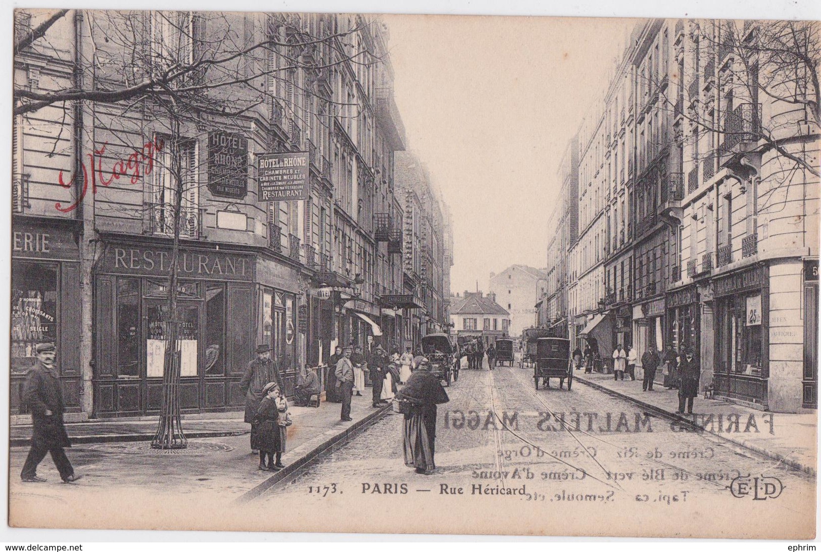 PARIS XVe - Rue Héricard - Hôtel Du Rhône - Publicité Farines Maltées Maggi - ELD 1173 - Arrondissement: 15