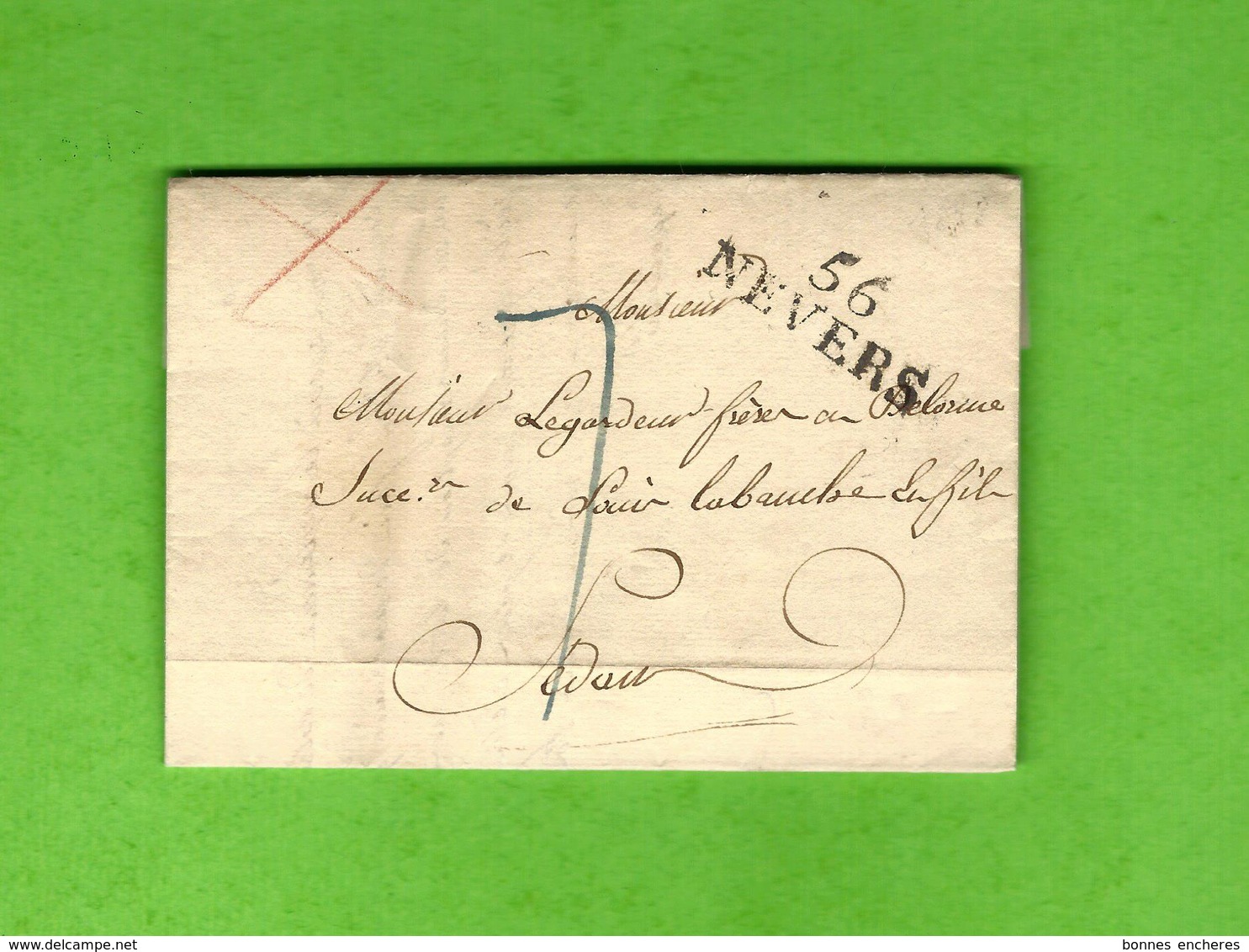 1828 LAC MARQUE POSTALE "56 NEVERS" (Dural Père) Pour Sedan (Legardeur Frères Succ. De Louis Labauche & Fils) V.SCANS - 1849-1876: Periodo Clásico