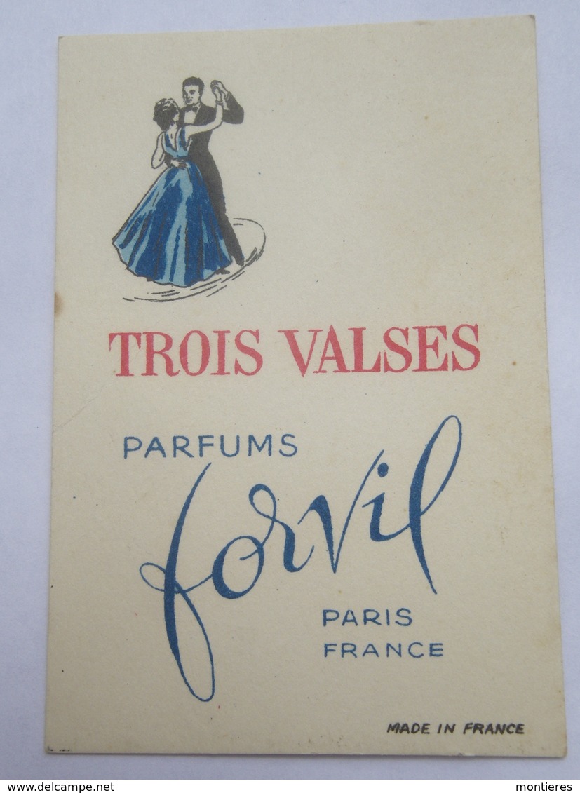 Carte Parfumée Parfum FORVIL Trois Valses Belle Illustration D'un Couple Dansant - Anciennes (jusque 1960)