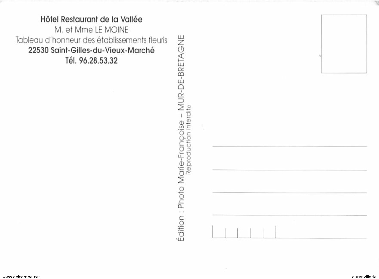 22 - Saint Gilles Vieux Marche - Hôtel Restaurant De La Vallée. - Saint-Gilles-Vieux-Marché
