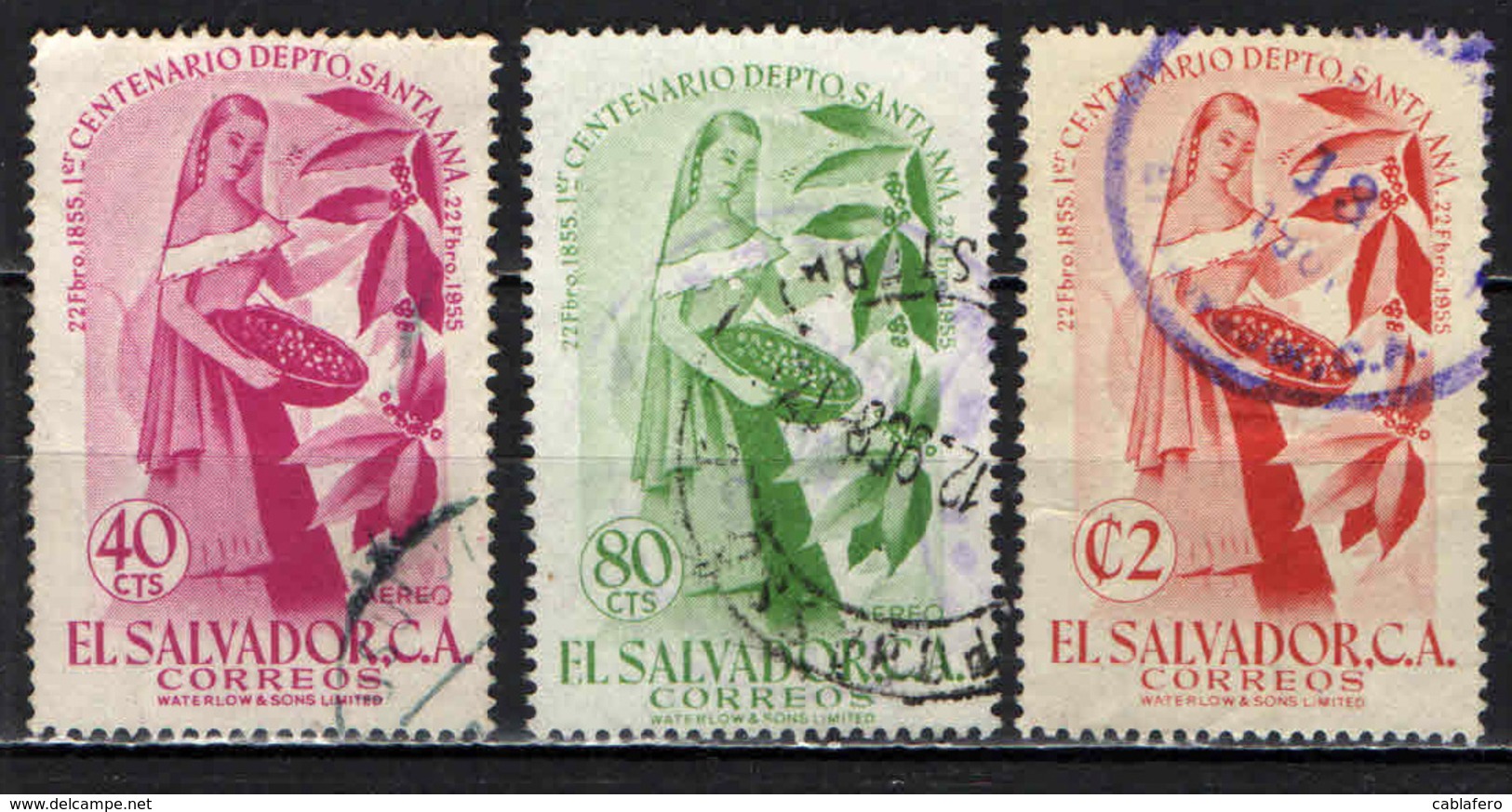 EL SALVADOR - 1956 - CENTENARIO DEL DIPARTIMENTO DI SANTA ANA - USATI - El Salvador