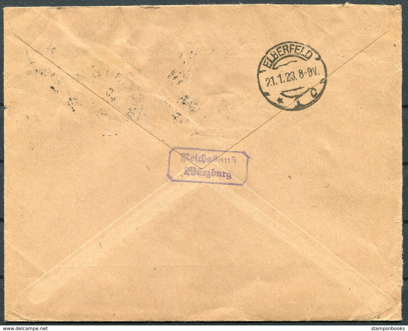 1923 Germany Reichsbank Wurzburg Registered Cover - Reichsbank Elberfeld - Briefe U. Dokumente