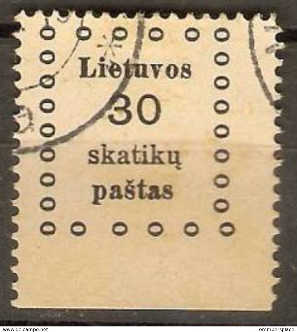 Lithuania - 1919 Kaunas Issue) 30s Used  SG 12;  Mi 12;  Sc 12 - Lithuania