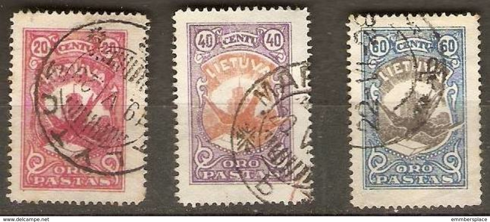 Lithuania - 1926 Airs Used   SG 246-8;  Mi 243-5;  Sc C37-9 - Lithuania