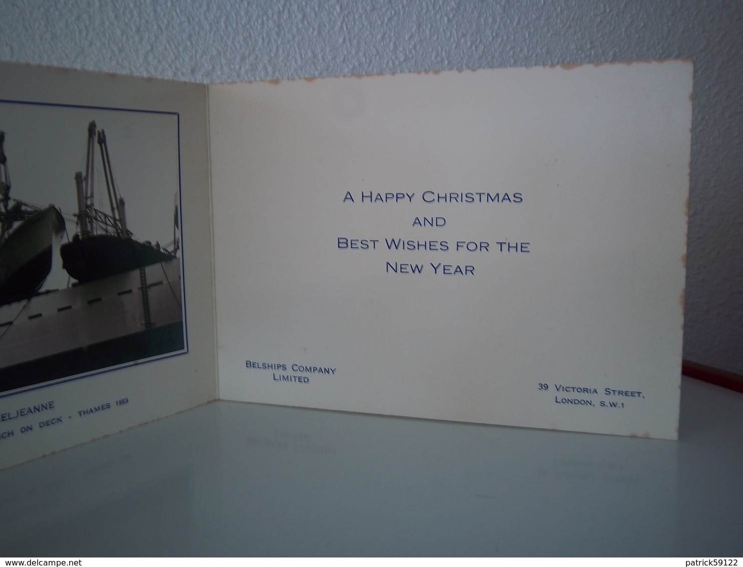 BELSHIPS COMPANY / LONDON / S S BELJEANNE - CARTE - CARNET DE VOEUX / HAPPY CHRISTMAS  1953 - - Andere & Zonder Classificatie