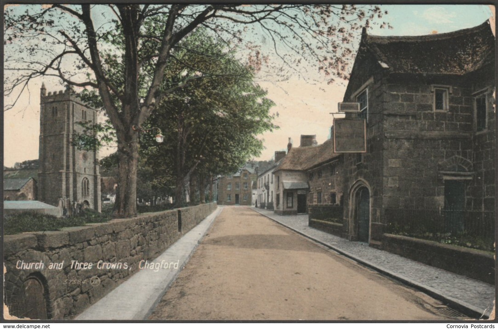 Church And Three Crowns, Chagford, Devon, 1910 - Valentine's Postcard - Dartmoor