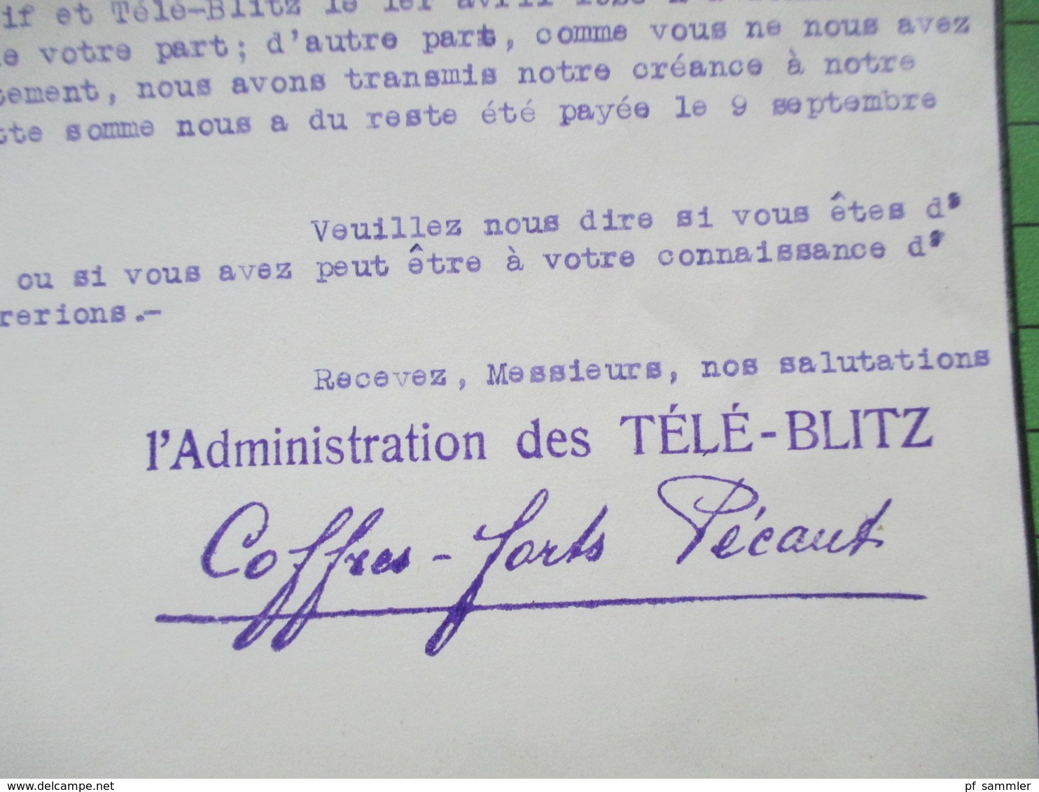 Schweiz 1926 Administration Des Télé Blitz La Chaux-De-Fonds Tele Blitz Suisse Dokument - Suiza