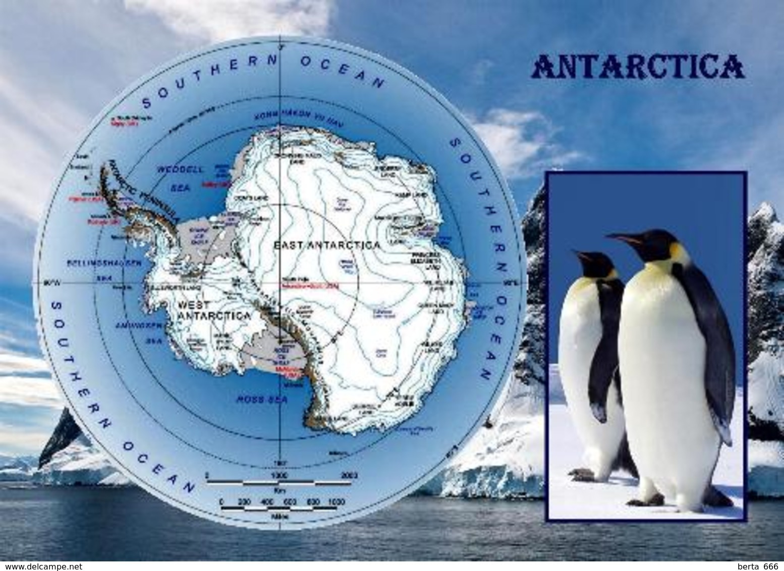 AK Antarktis Landkarte Antarktika Antarctica Map New Postcard - Sonstige & Ohne Zuordnung