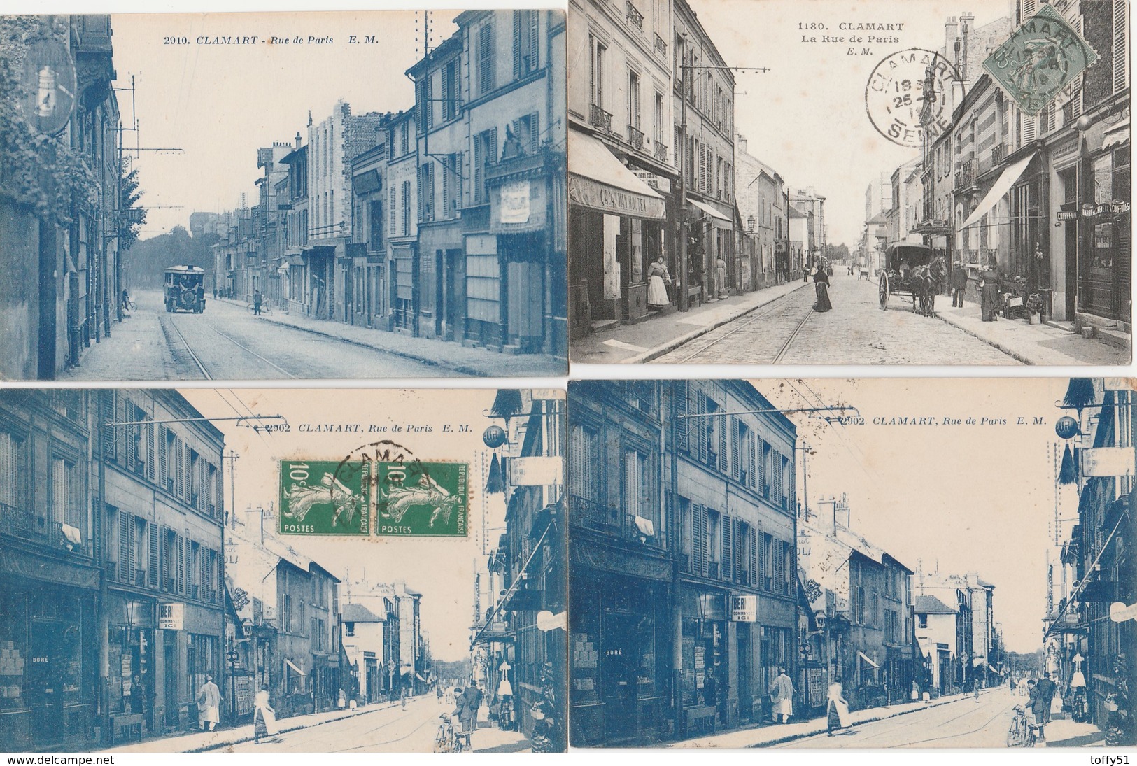 4 CPA:CLAMART (92) RUE DE PARIS,TRAMWAY RUE DE PARIS,ATTELAGE... - Clamart