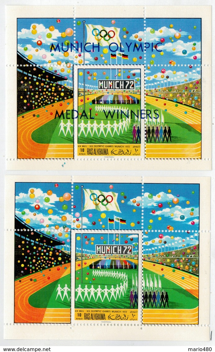 RAS  AL  KHAIMA   1972  MUNICH OLYMPIC MEDAL WINNERS (OVERPRINT) AND  MUNICH  72      2 SHEETS    MNH** - Ajman