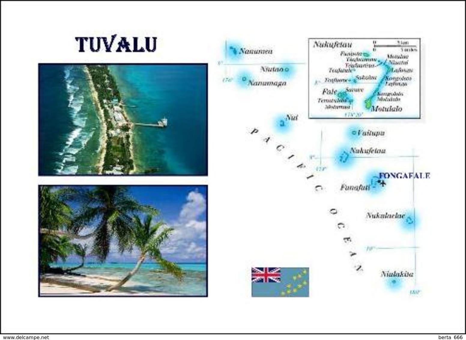 Tuvalu Country Map New Postcard Landkarte AK - Tuvalu